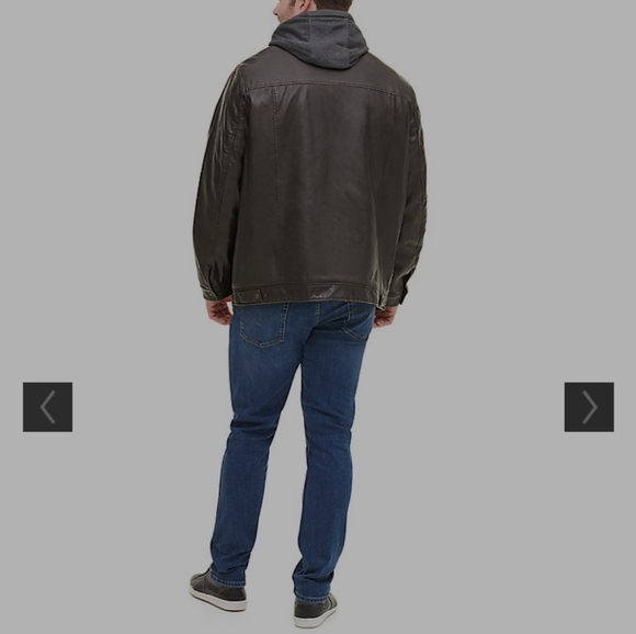 Faux-Leather Sherpa-Lined Hooded Jacket - Picture 2 of 5